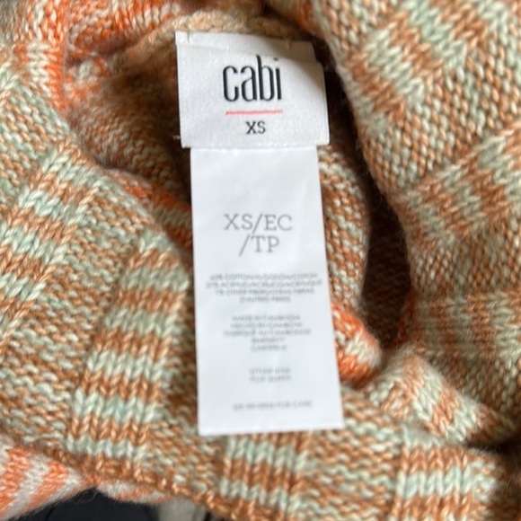 CAbi Orange and Cream Cowl Neck Sweater with Chunky Knit - Picture 7 of 7